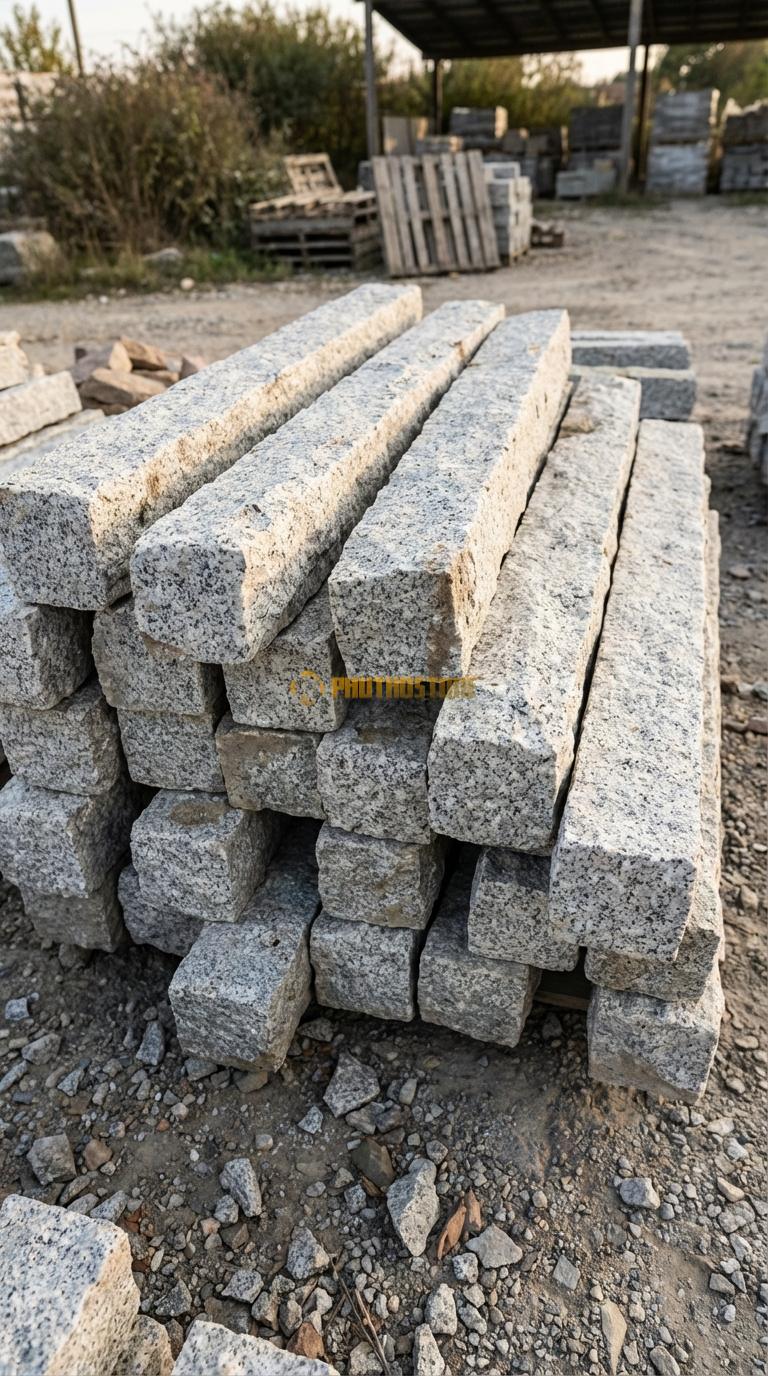 Trụ Đá Chẻ Granite Trắng Muối Tiêu 80cm