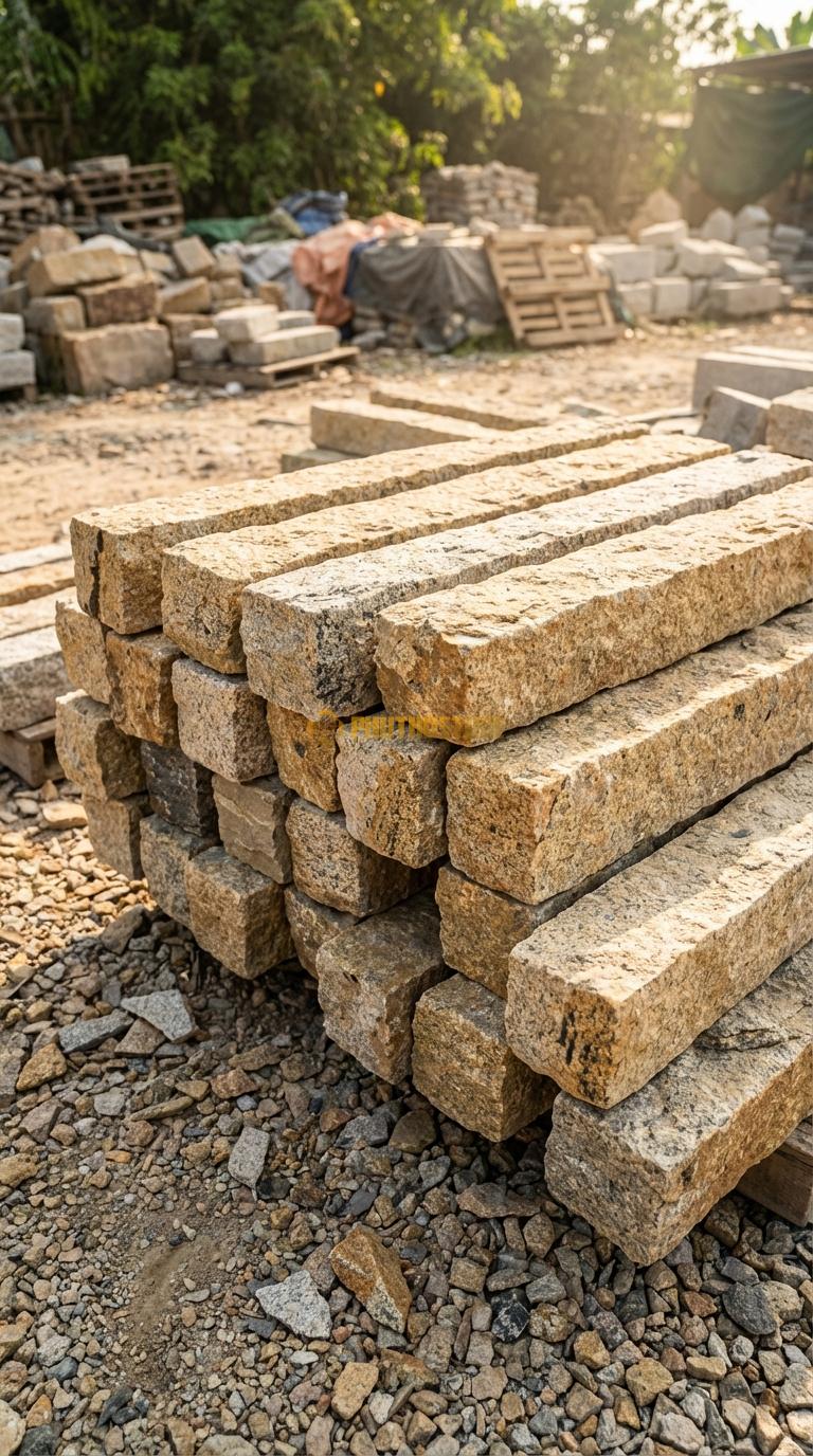 Trụ Đá Chẻ Granite Vàng 100cm