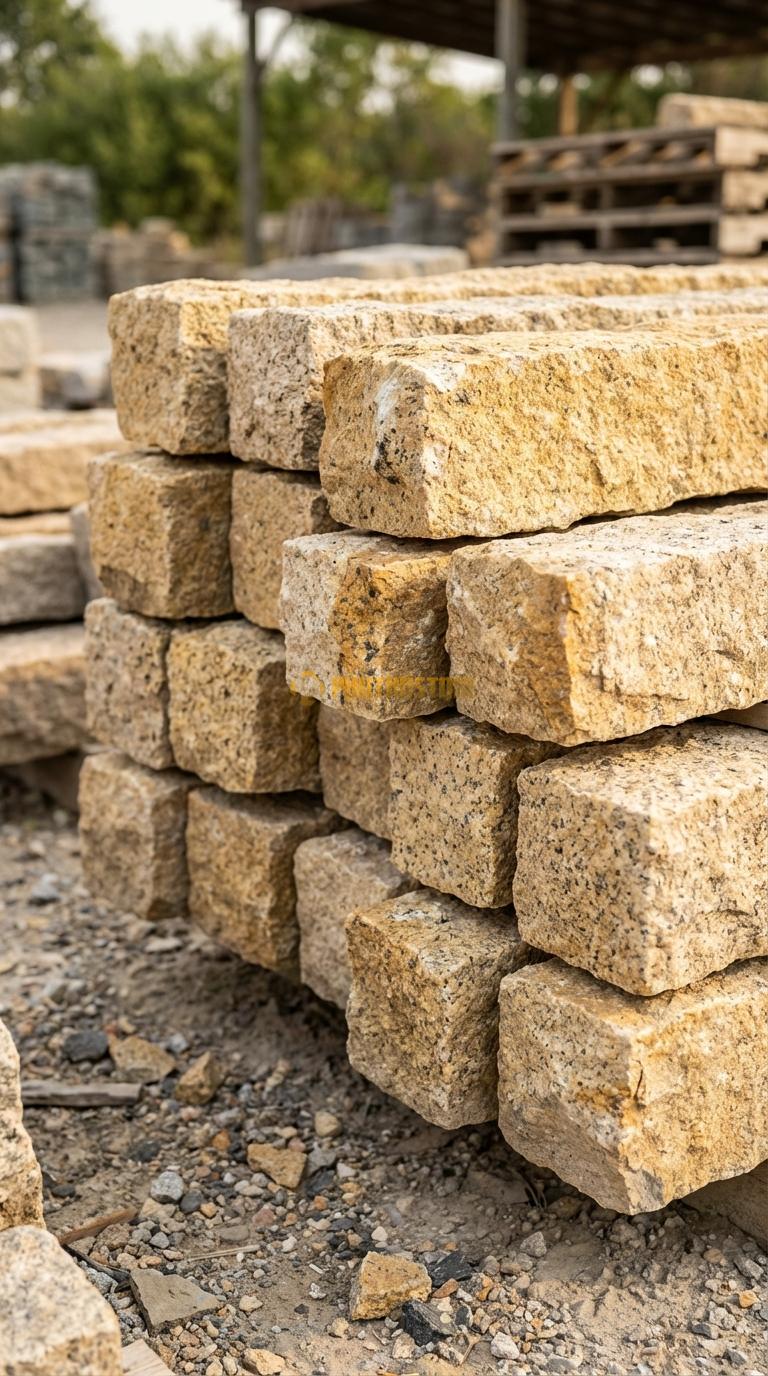 Trụ Đá Chẻ Granite Vàng 80cm